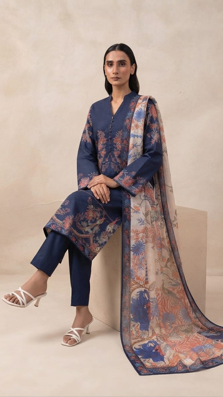 Beechtree Unstitched 3 Piece Lawn Suit