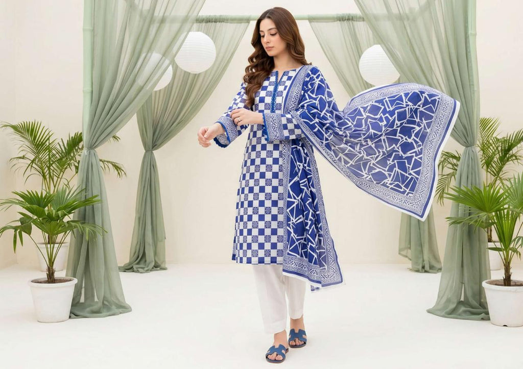Unstitched 3 Piece Lawn Suit Salina Regalia
