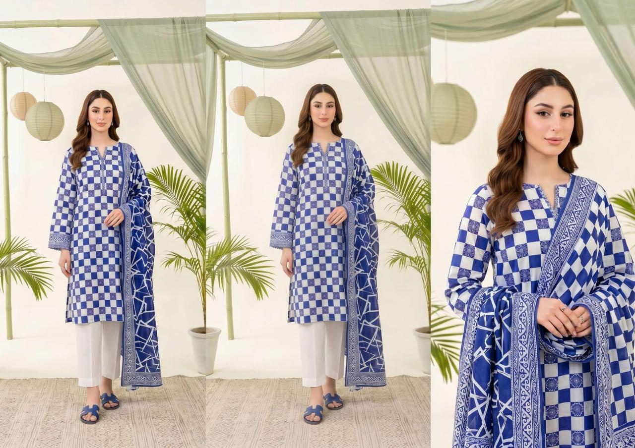 Unstitched 3 Piece Lawn Suit Salina Regalia