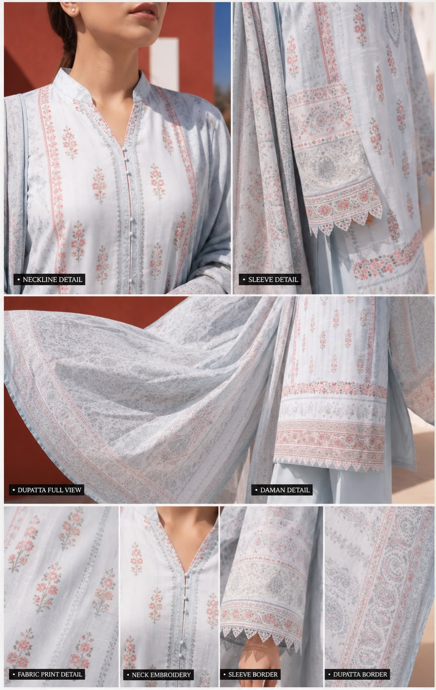 Lums By Fizza 3 Piece Unstitched Digital Print Lawn Suit