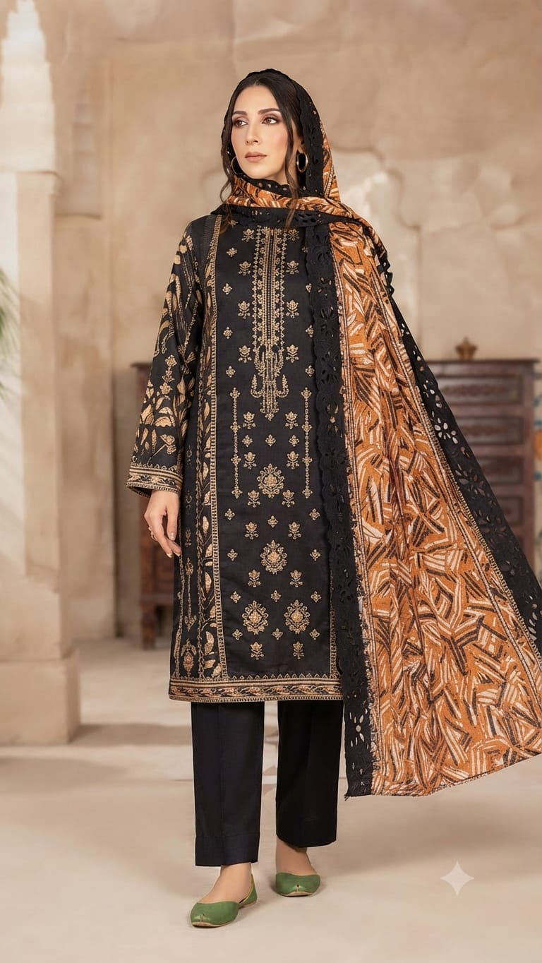 Elvish 3 Piece Unstitched Embroidered Lawn Suit