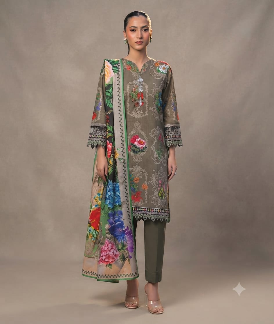 Gull Ahmed Unstitched 3 Piece Lawn Suit
