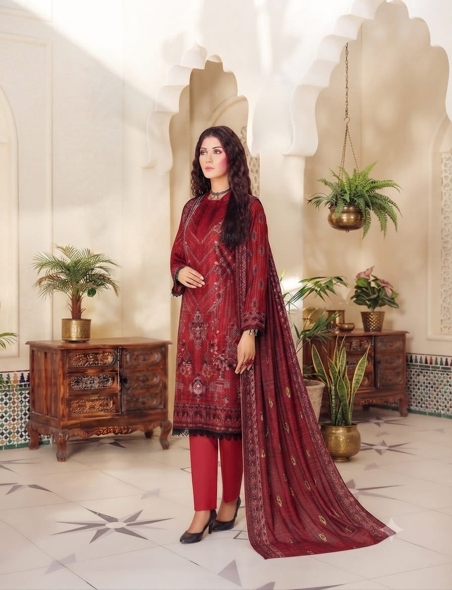 Hania Unstitched 3 Piece Embroidered Lawn Suit