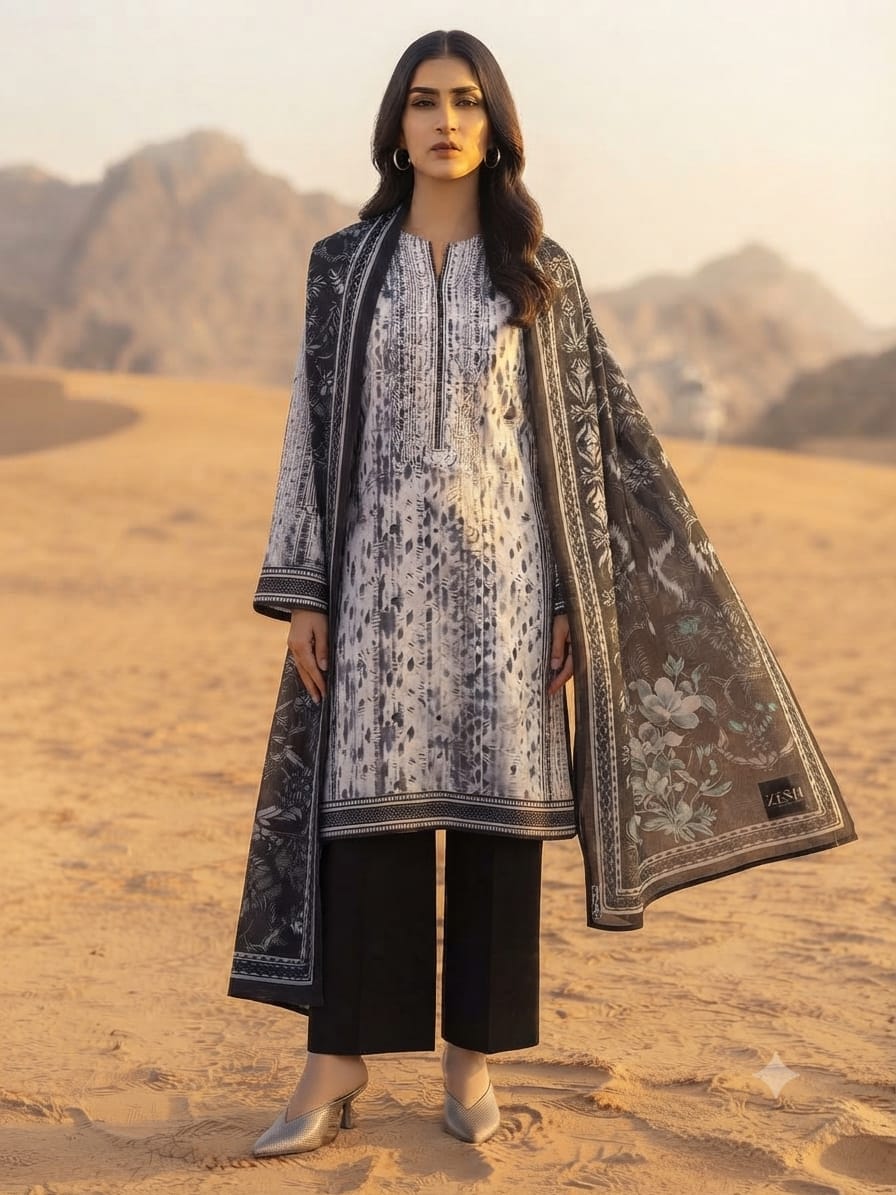 Zeesh Unstitched 3 Piece Lawn Suit